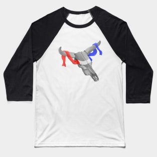 Cow Skull With Patriotic Banner Baseball T-Shirt